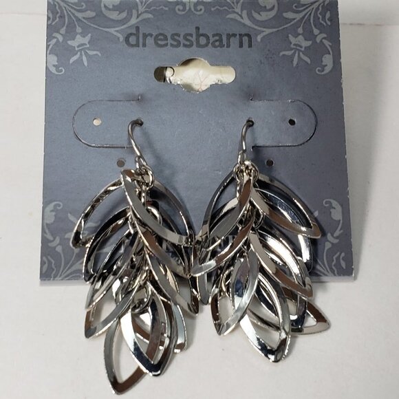 2/$30 Silver Tone Hoops Cluster Design Drop 2-in Earrings - Women Jewelry - Picture 1 of 8